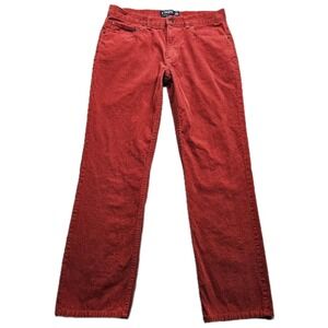 Chaps Corduroy Pants Mens 32x30 Red Flat Front Straight Leg Low Rise Thin